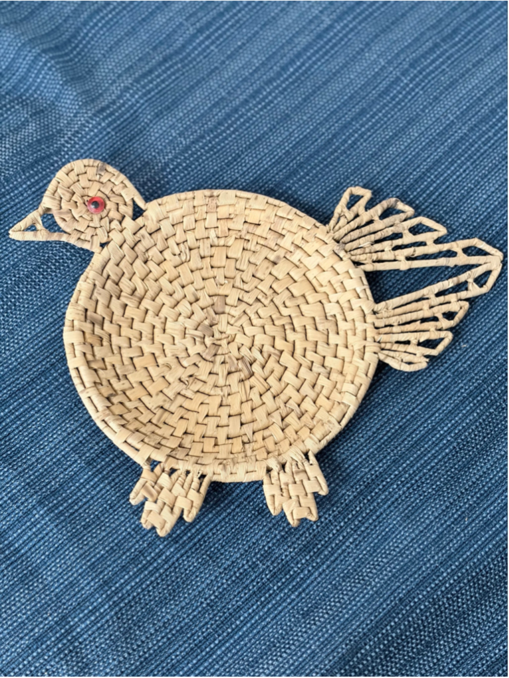 Vintage Wicker Raffia Chicken Decor hanging Wall Art